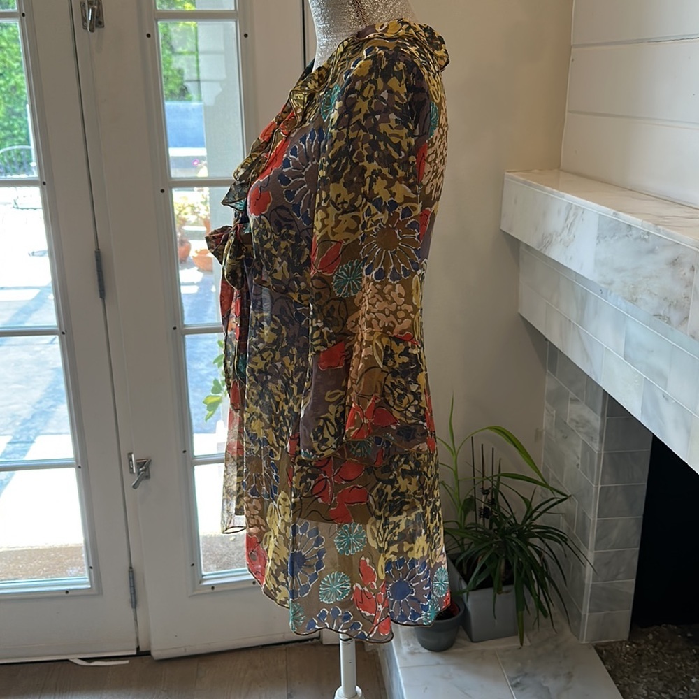 CAbi Shakespeare Multicolored Floral Tie Kimono Jacket # 360 Size Small - Picture 7 of 16